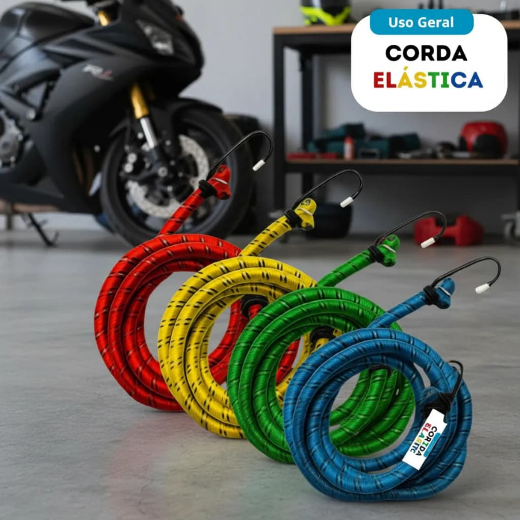 Kit com 2/4/8 ou 12 Cordas Elásticas Reforçadas para Fixação de Carga, Moto, Bike, Bagagem, Lonas, com Alta Elasticidade