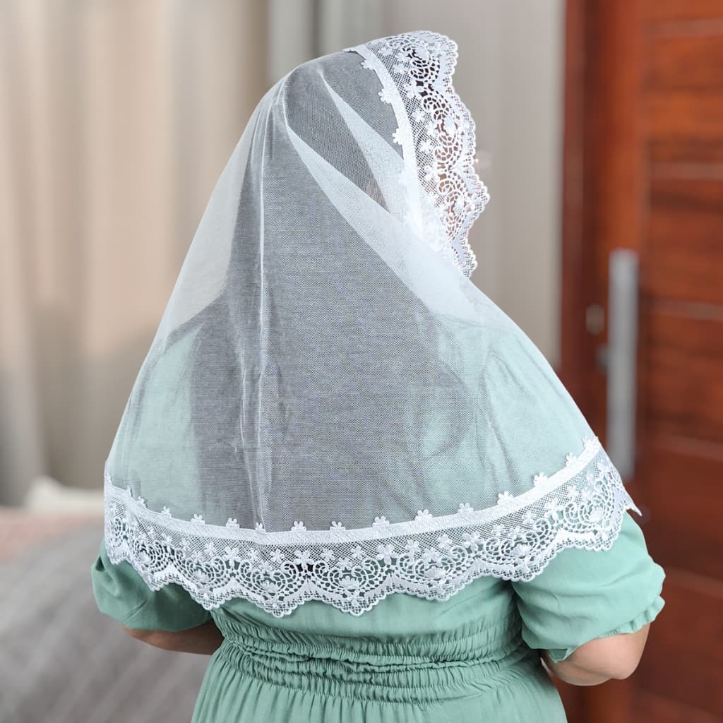 Véu Ccb Congregação Cristã Adulto Renda Guipir Floral Larga (mod. Miriã)