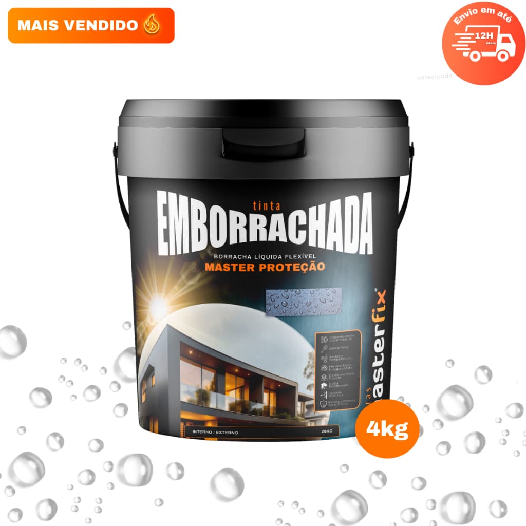 Tinta Emborrachada Impermeabilizante 4Kg Borracha Liquida Sela e Pinta Parede Laje Reboco Telhado