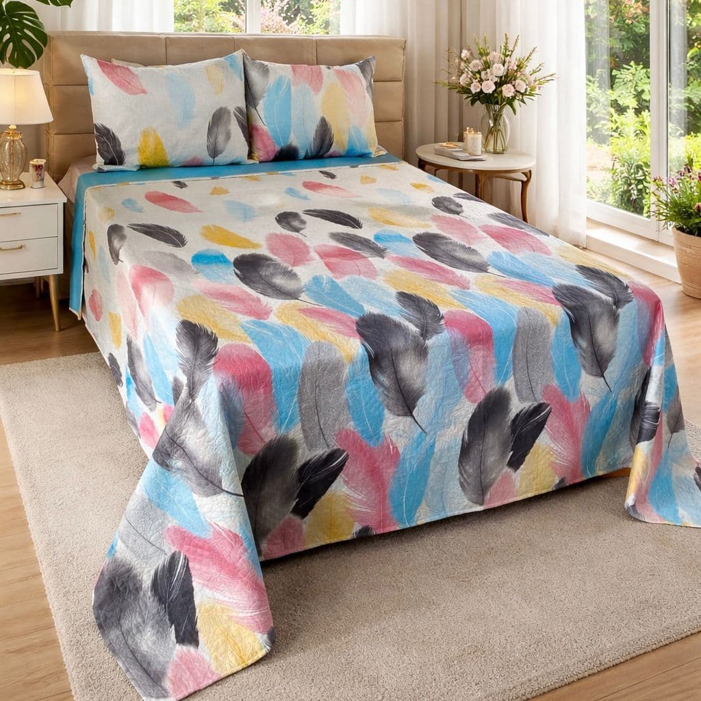 Cobre Leito Casal 3 Peças Casal Box Padrão C/ Fronhas