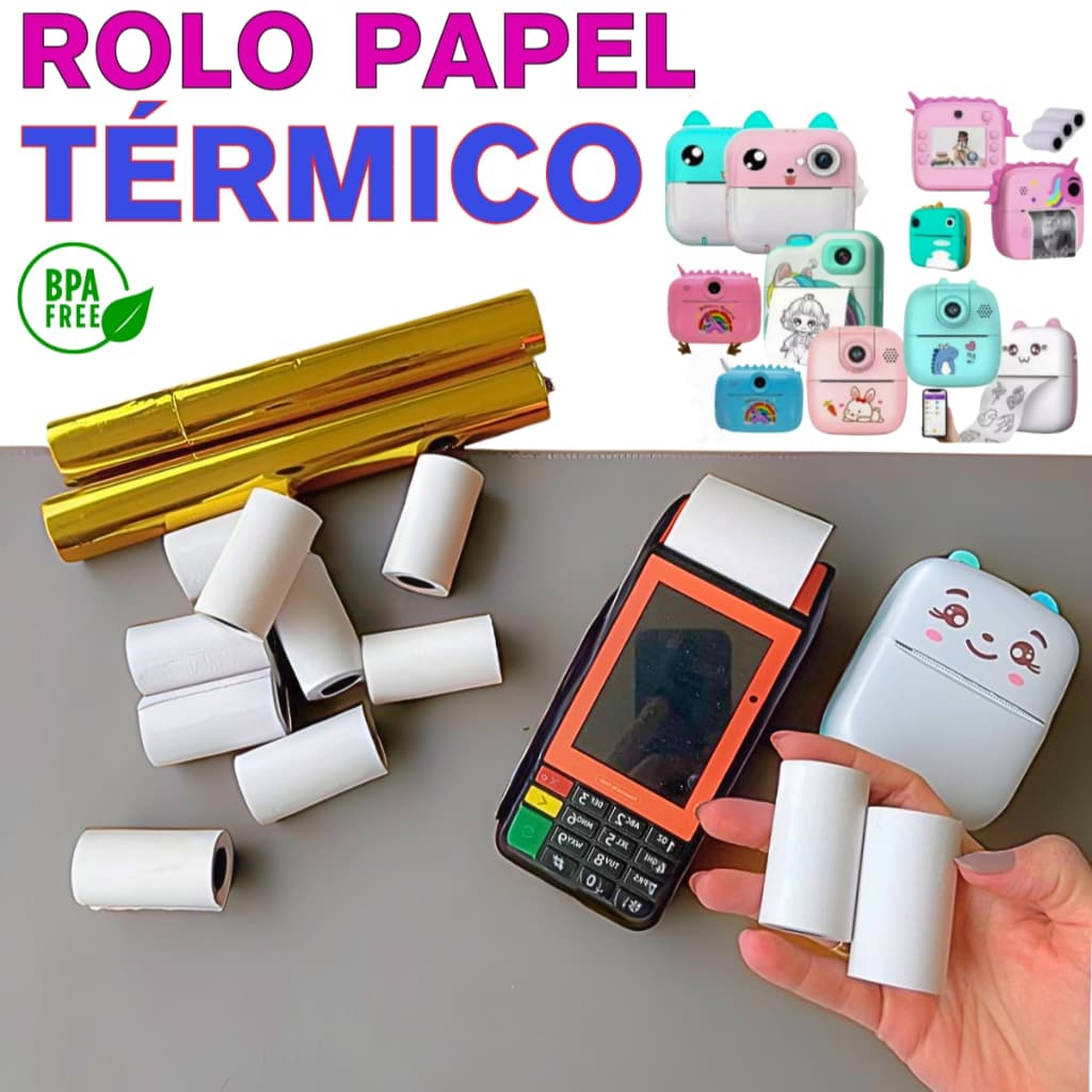 Kit 48 Rolos Papel Térmico Câmera Infantil Impressora Maquininha Branco