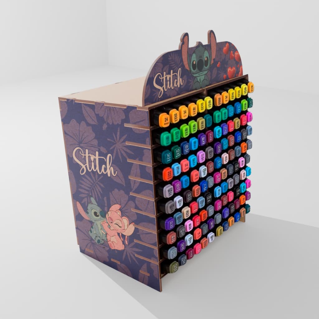 Suporte Para Caneta Marcadora Touch 120 Canetas, Box Empilhavel com Colmeia