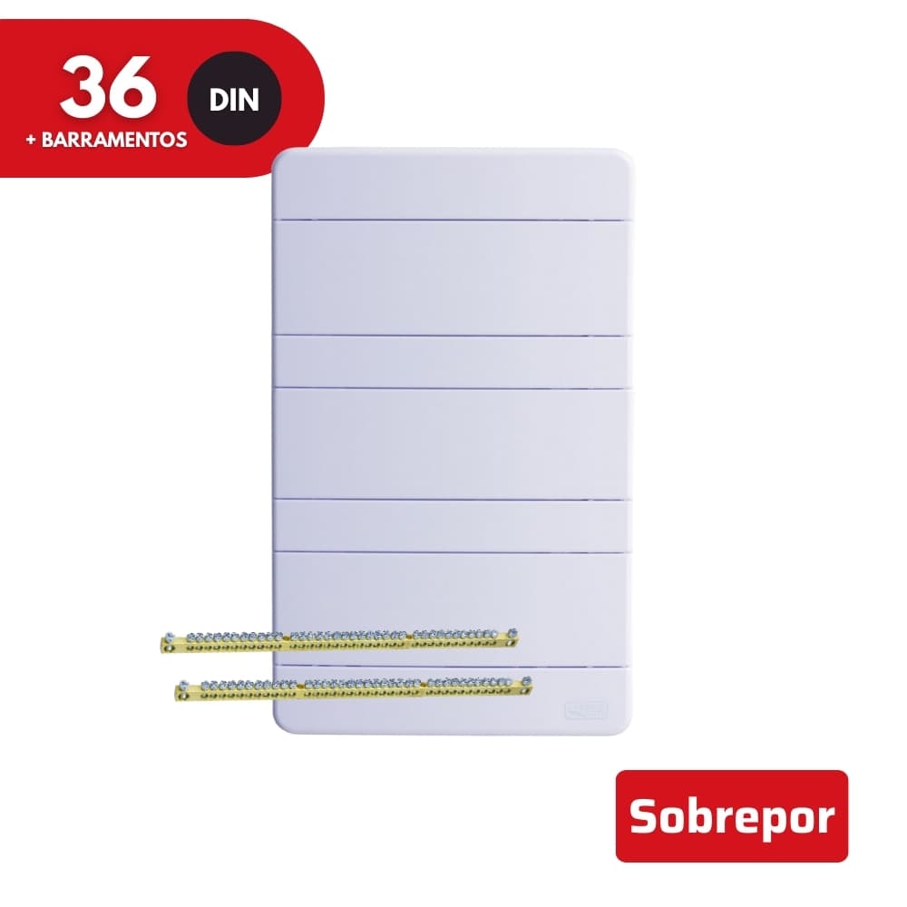 Quadro De Distribuição Com Barramento 36 Disjuntores Din Br Sobrepor Force Line