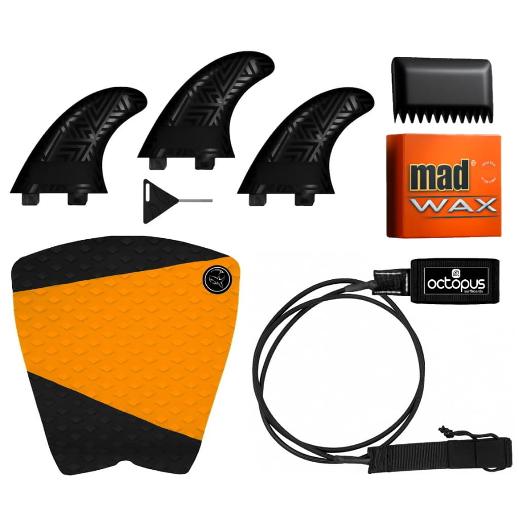 Leash 6´ X 5mm + Parafina + Quilhas M5 + Deck Prancha Surf