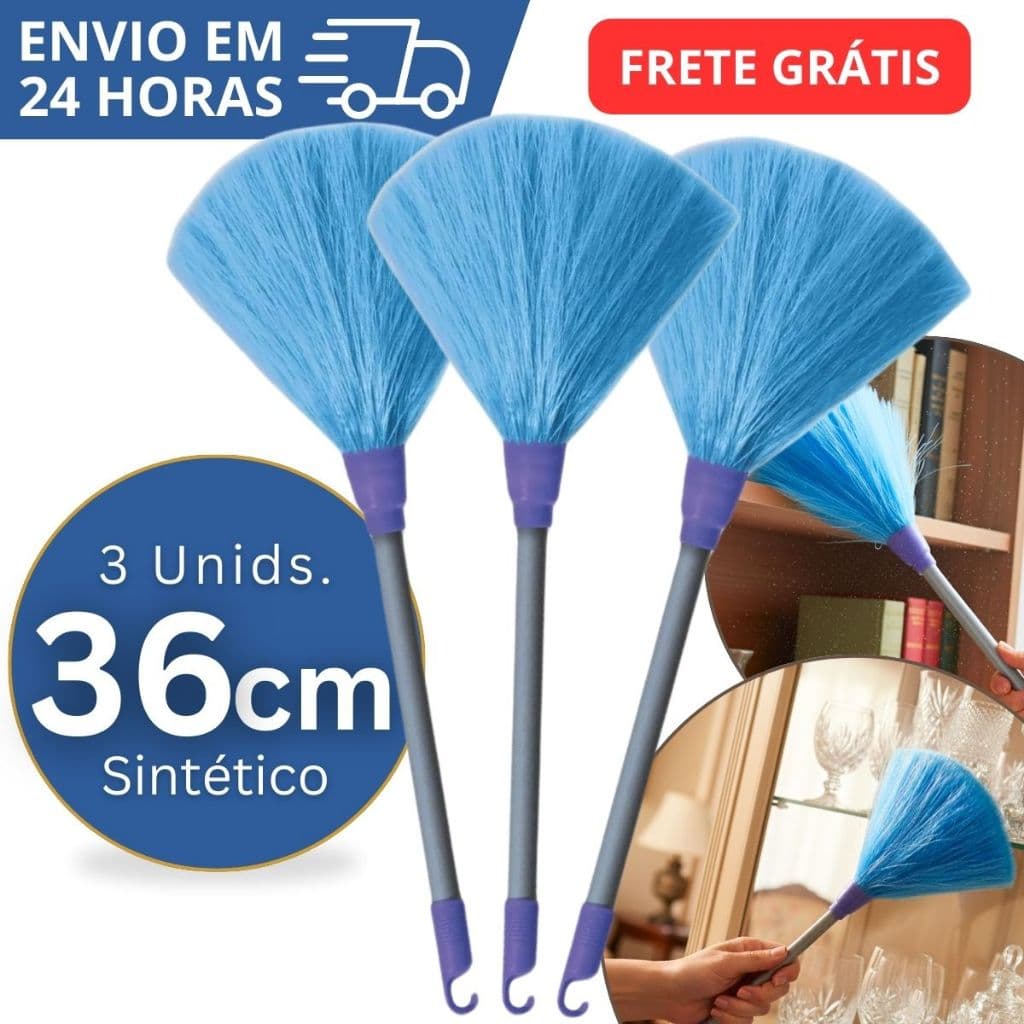 Kit 1/2/3 Espanadores Pó Fibra 36 Cm Limpa Poeira Moveis Grande