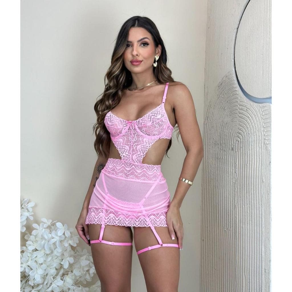 Camisola Perola, linha noite, sexy, cinta liga, arco sem bojo.