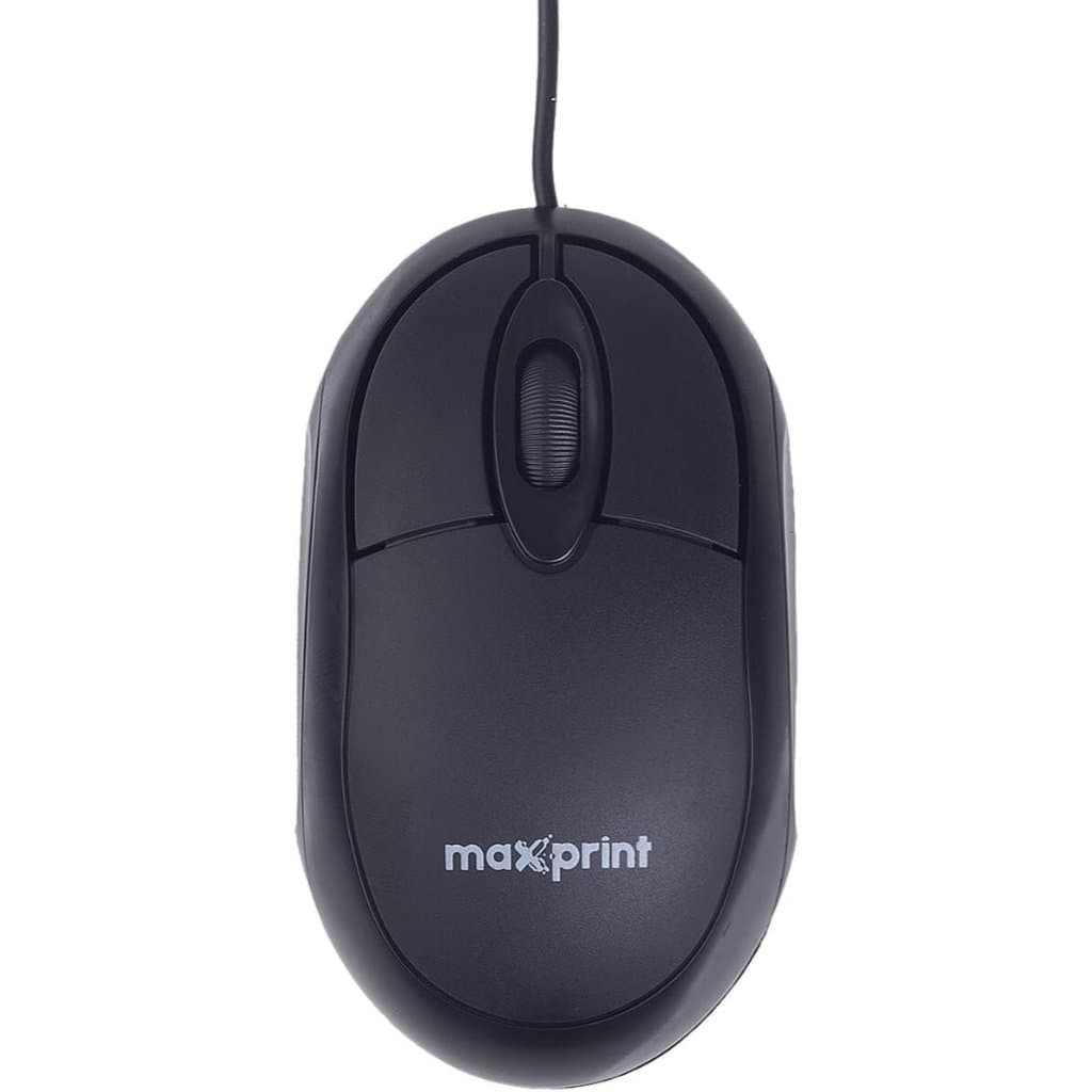 Mouse Com Fio 1200 DPI Maxprint Preto Compatível Windows Mac Linux