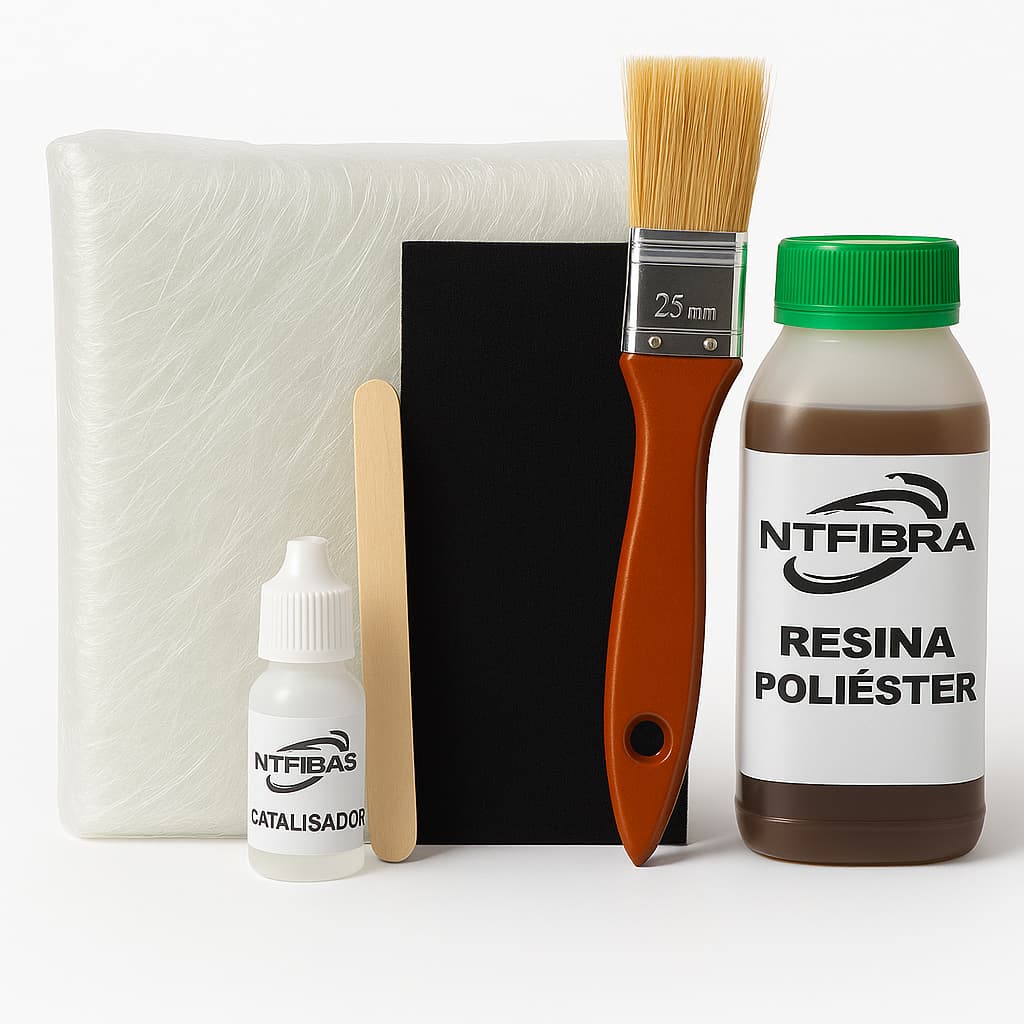 Kit Laminação Fibra de Vidro com Resina + Catalisador + Acessórios