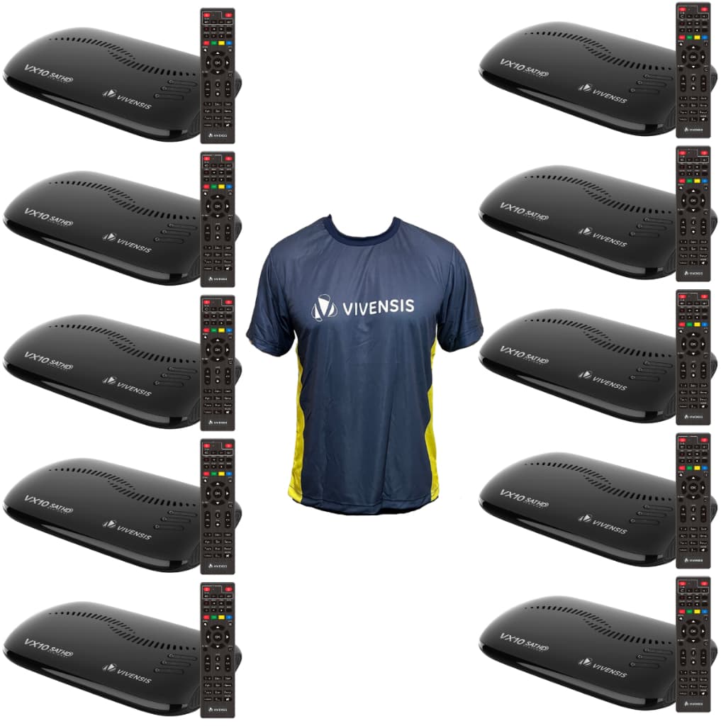 Kit 10 Receptor Digital Vx10 Tv Sat Hd 5g Ku - Vivensis