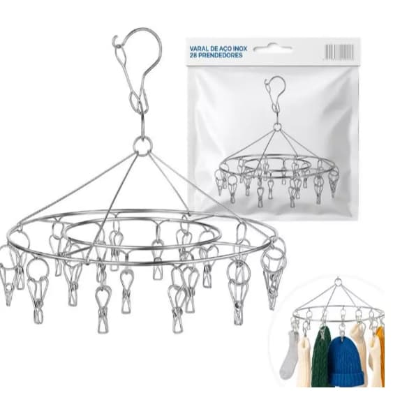 Varal De20/28/40 Clips Inox Prendedores redondo/ quadrado Pratico E Retrátil Cabide PaIntimas Parara Roupas  Pequenas