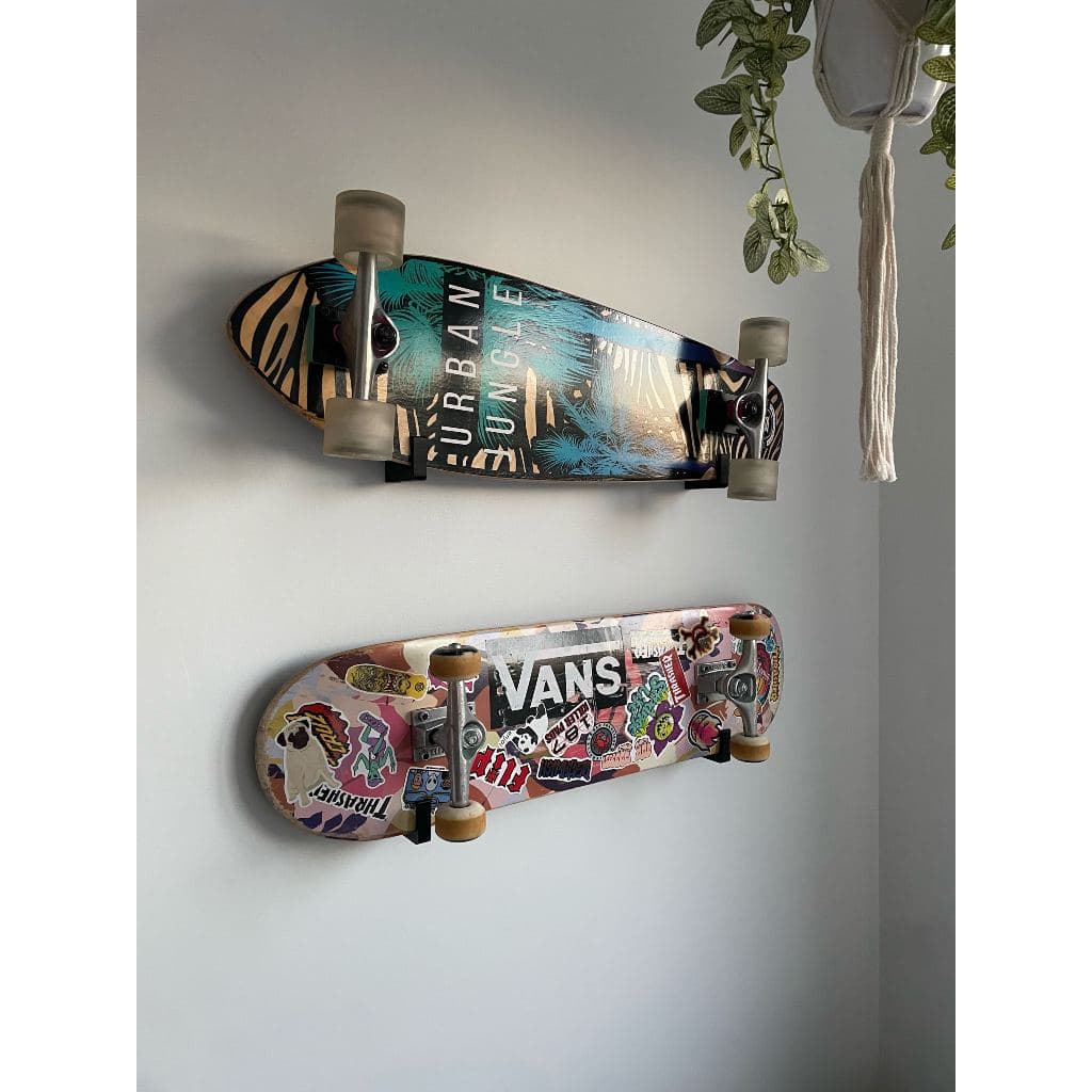 Suporte Fixo De Parede Para Skate Decorativo Expositor + Bucha E Parafusos - Preto