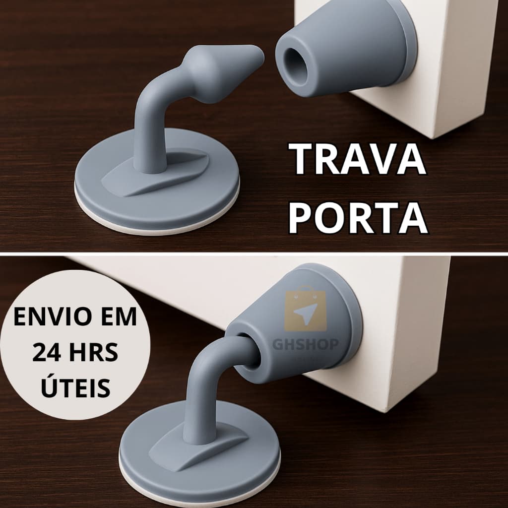 Kit Trava de Porta Prendedor Fixador Batente de Porta Sem Furo