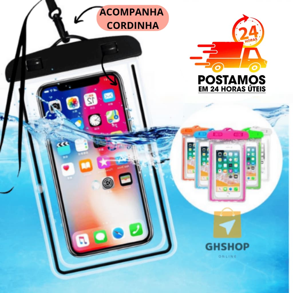 Kit Capa Capinha Aprova Dágua Bolsa Impermeável Universal Para Celular