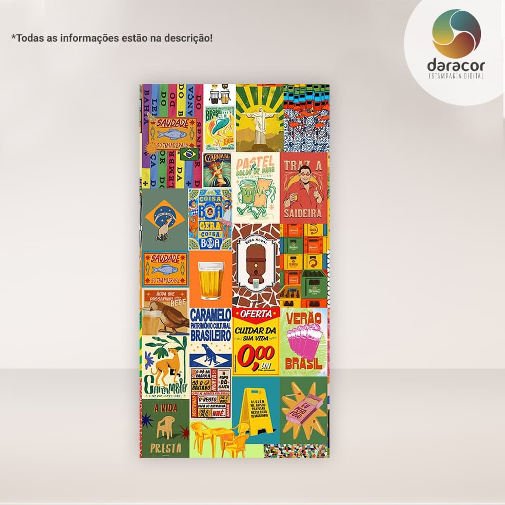 Capa de Painel Vertical Brasil com S  Retangular c/overloque e Romano c/ elástico