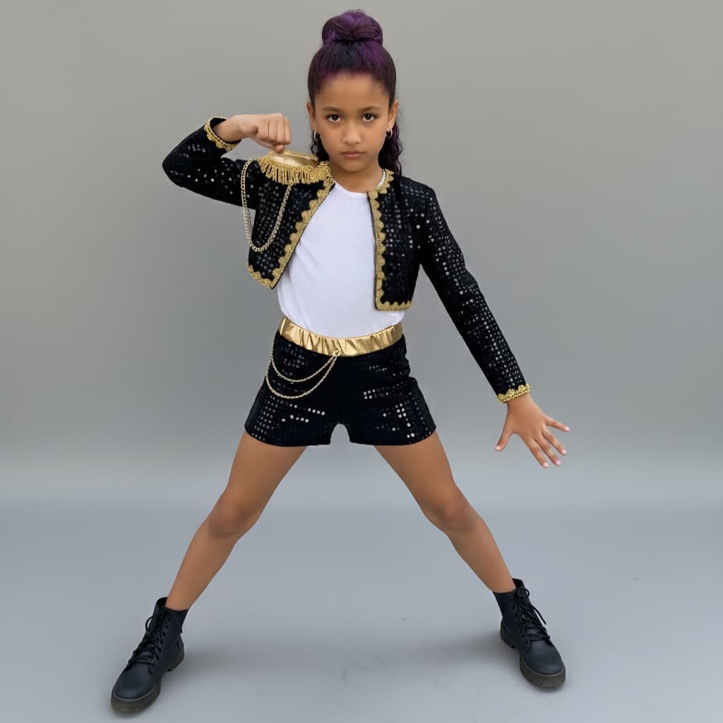 Fantasia Guerreiras do Kpop Huntrx Infantil Com Trança Cosplay Rumi Festa Menina Carnaval Corrente