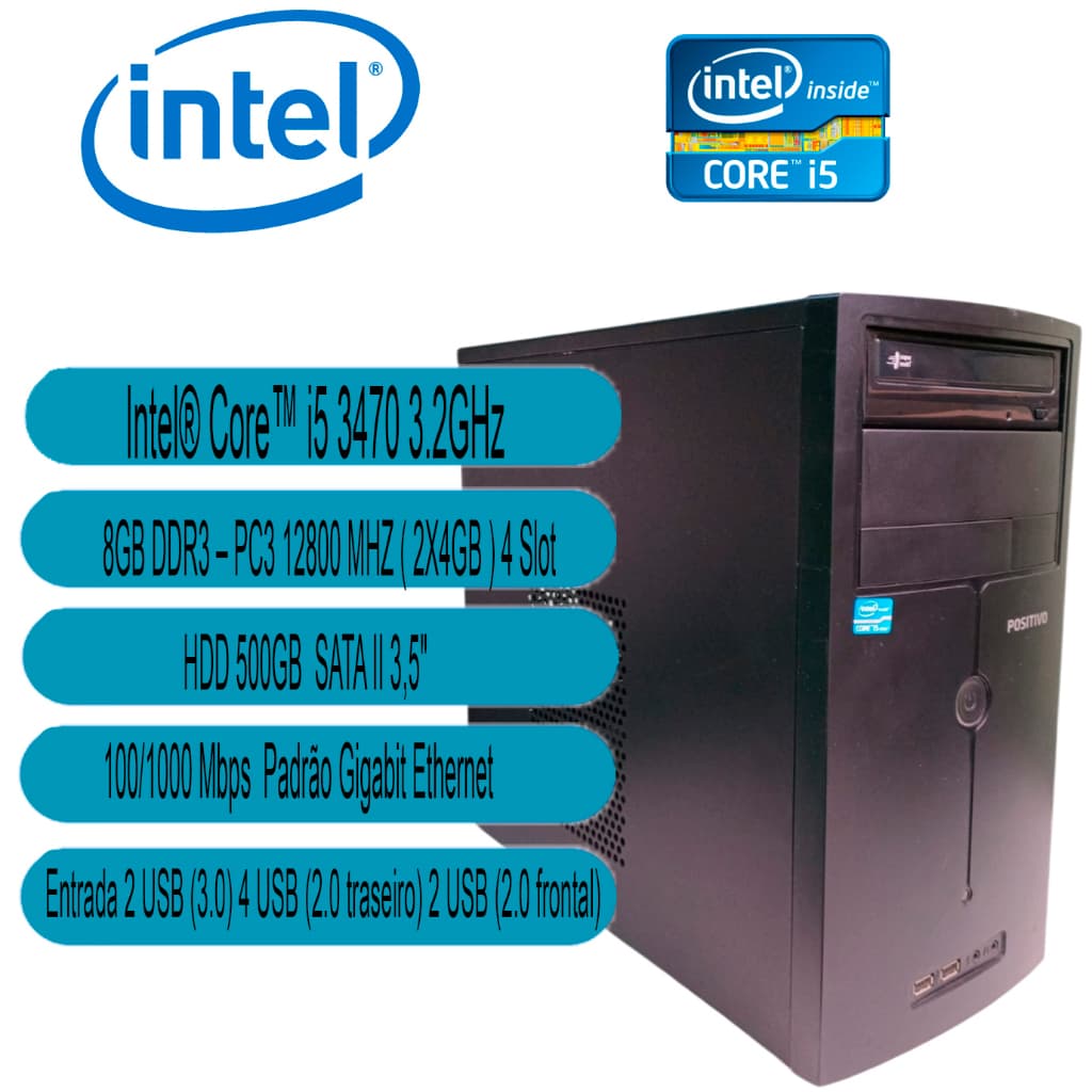 Computador POSITIVO POS-PIQ77CL i5 3470 3.2GHz / 8GB Ram / HDD 500GB SATA