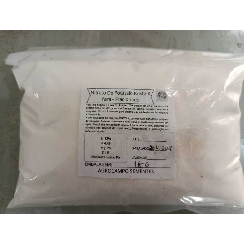 Fertilizante Nitrato de Potássio Puro Para Hidroponia Soluvel Pacote 1kg