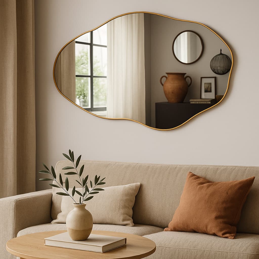 Espelho Organico  Pedra 50X80 cm Sofisticação e Modernidade Sala Quarto