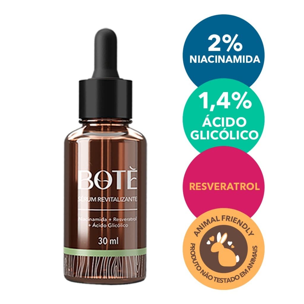Serum Facial Anti Rugas Revitalizante Botè 2% Niacinamida Resveratrol Nanoestruturado E 1,4% Ácido Glicólico
