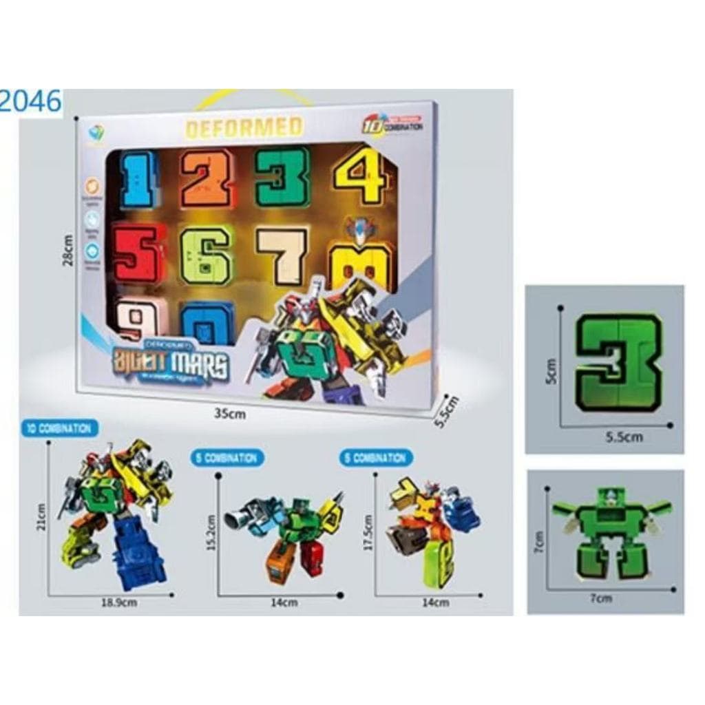 10 Números 0-9 Transformers Digital Robot Deformação Ação Brinquedos para Crianças