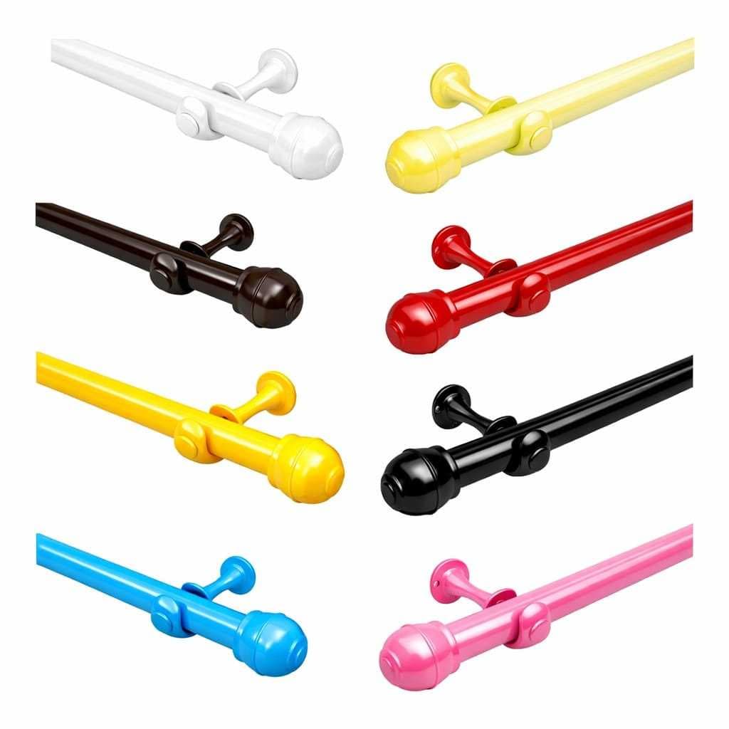 Varão de Cortina 2.00 Metros 19mm com Suportes e Ponteiras Varias Cores