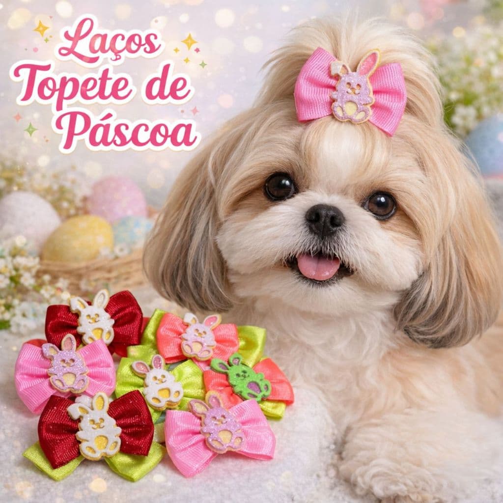Laço Topete Pet Páscoa Coelhinho – Acessório para Cachorro Páscoa - Lacinhos Pet Páscoa