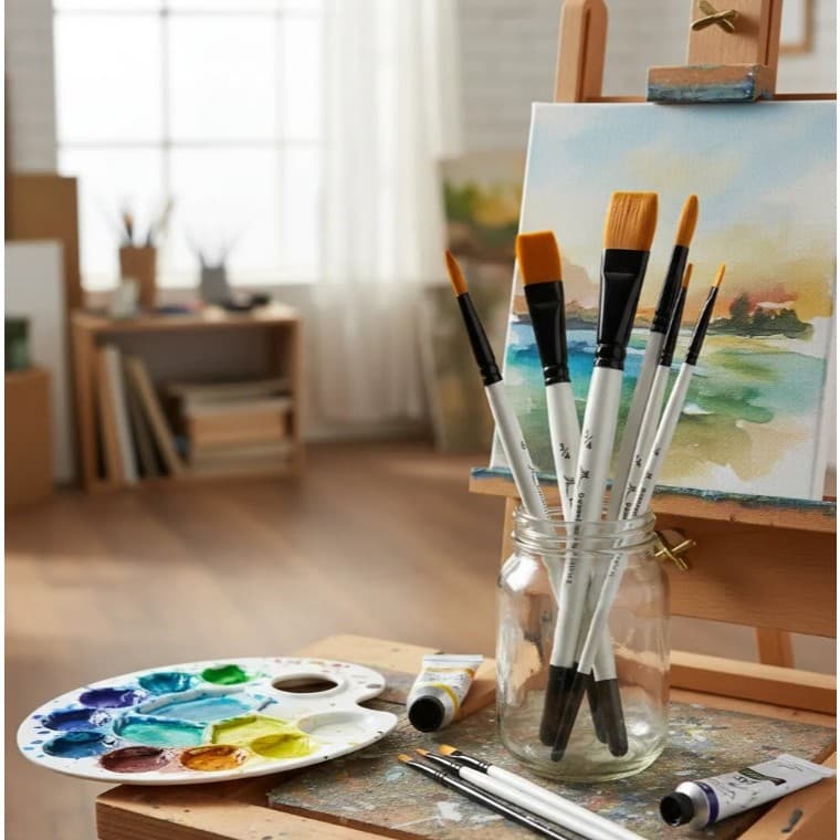 Kit 6 Pincel Profissional  Pintura Aquarela oleo acrilica  Desenhado Arte