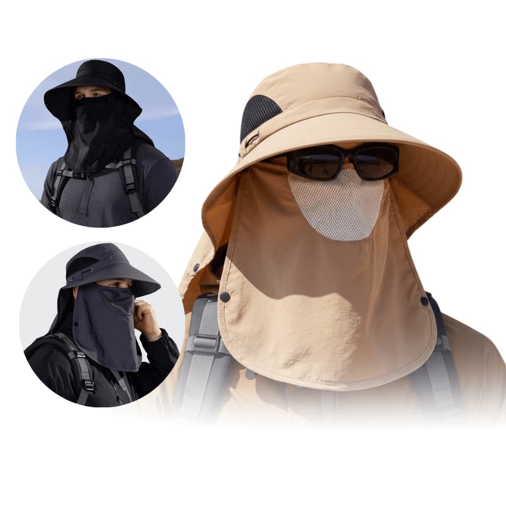 Chapéu Pescador Com proteção de rosto Aba Grande Proteção solar Canavieiro Pescoço Mosquitos Inseto