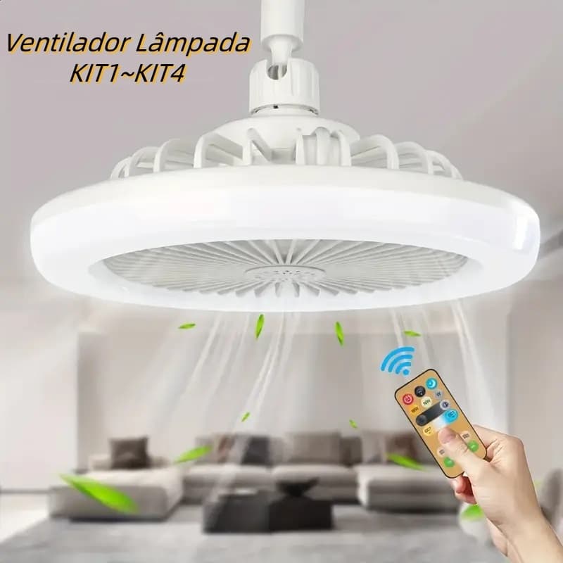 Ventilador Lâmpada De Teto Ajustável Luz 30W Led Baixo Ruído Controle Remoto Incluído