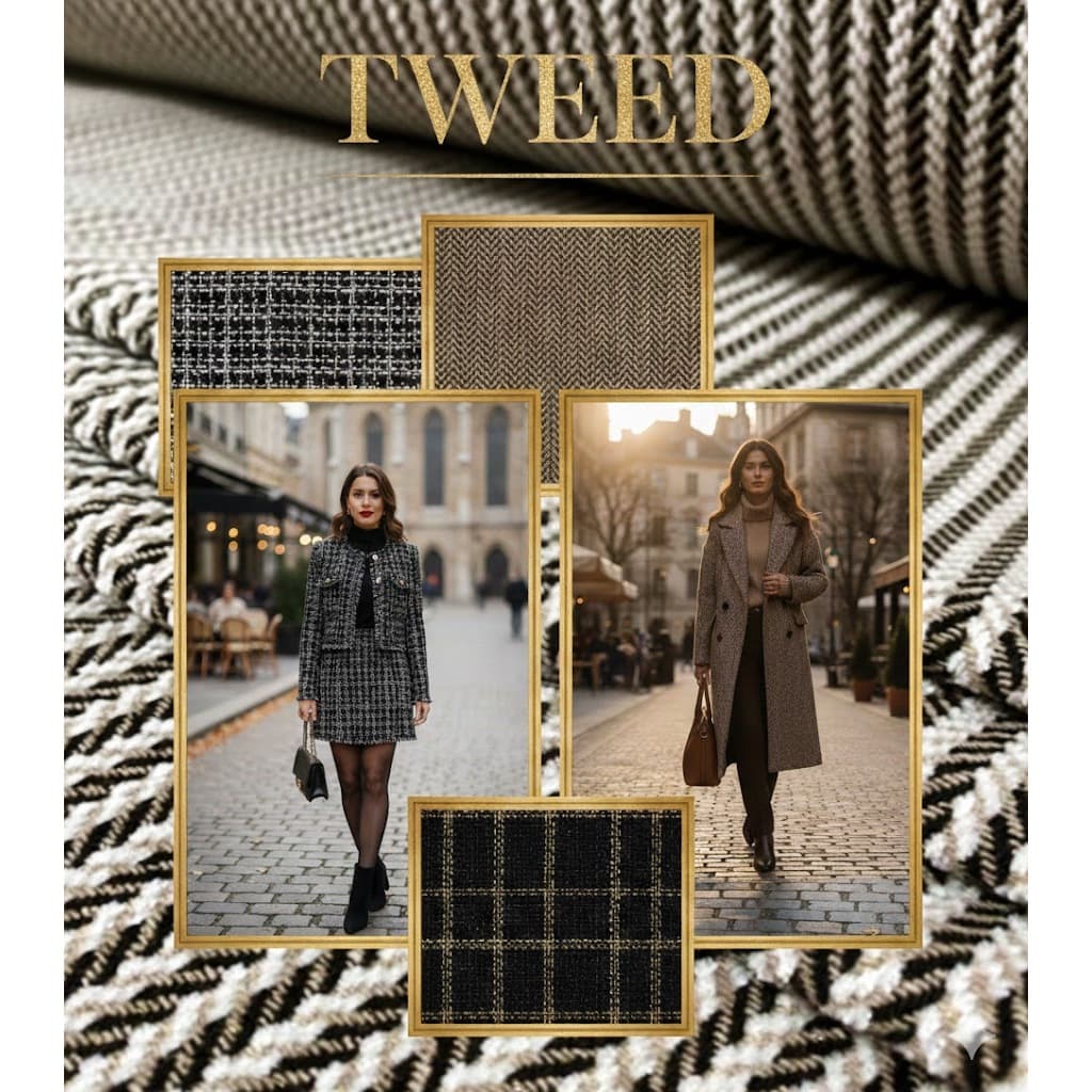 Tecido tweed lys inverno 85% poliéster 07% viscose 03% poliamida 02% lã 03% Algodão 3 M X 1,45 Larg.