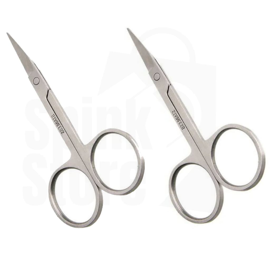 Kit com 2 Tesourinha Para Cortar Unha Sobrancelha E Cílios - Ponta Curva E Fina - Aço Inox reforçado Tesoura Manicure