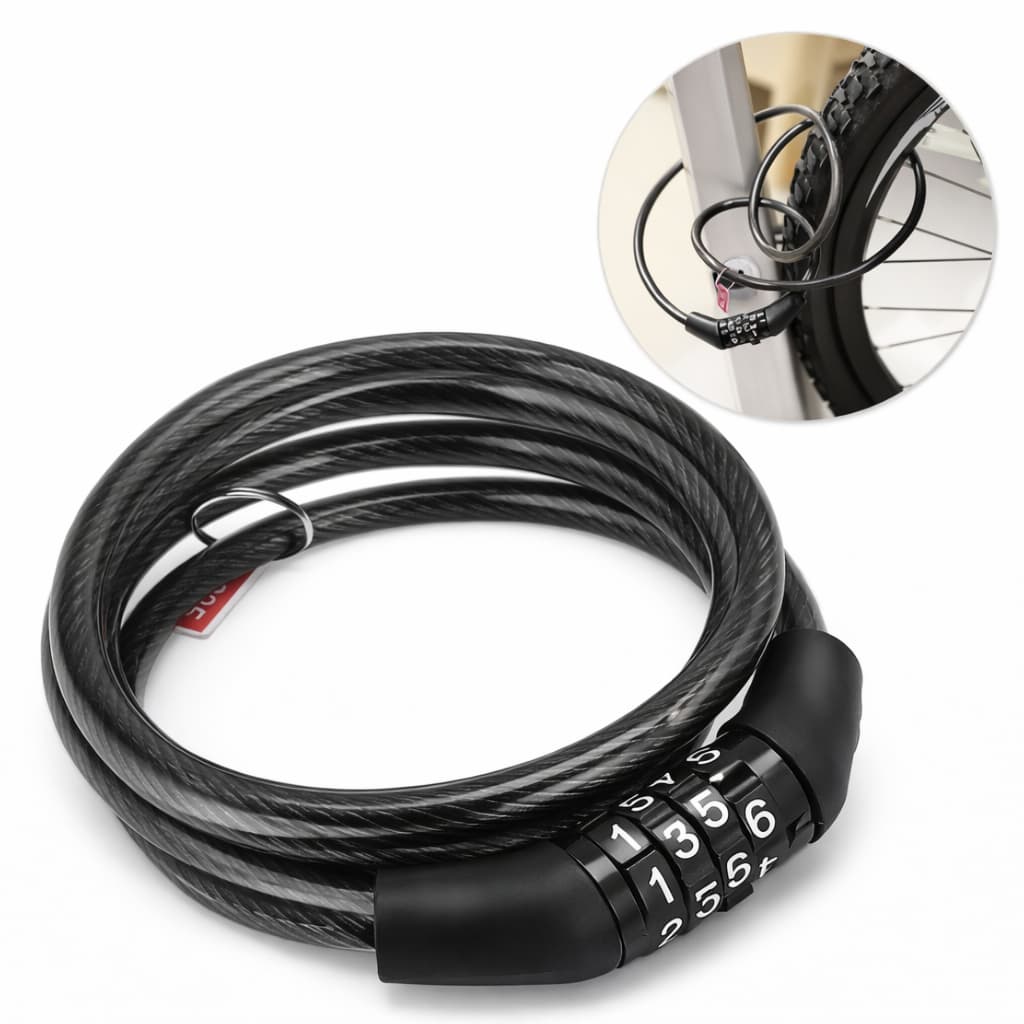 Cadeado de Combinação com Cabo de Aço – Antifurto com Senha de 4 Dígitos para Bicicleta, Bicicleta Elétrica, Patinete, P
