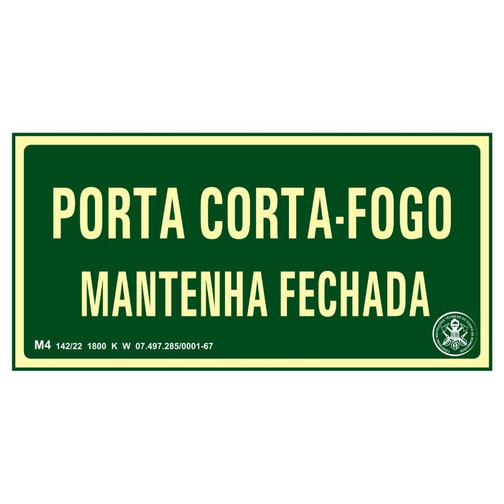 Placa de Sinalização Fotoluminescente Porta Corta Fogo M4
