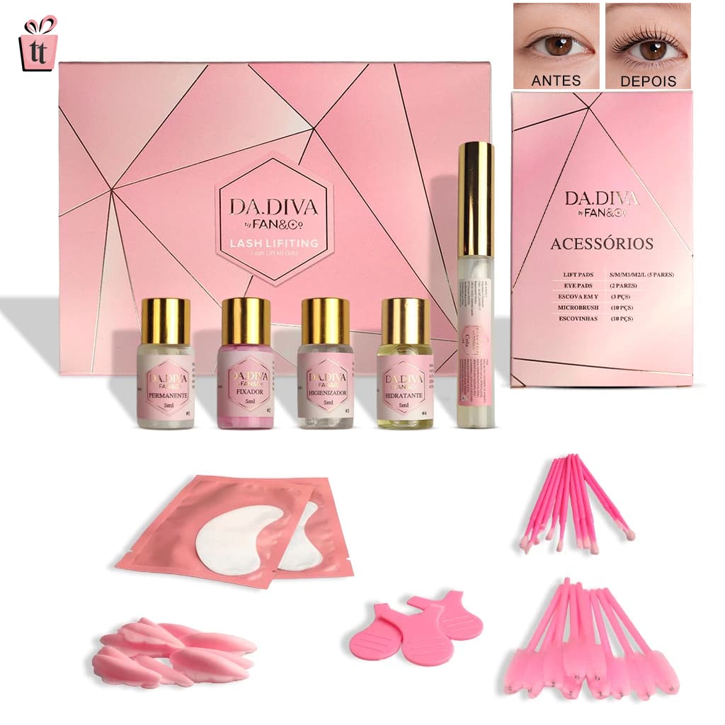 Kit Levanta Cílios Lash Lift Dadiva Gold Para Lifting De Cílios Série Ouro