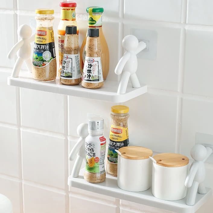 Kit 2 Suportes Adesivos - Sem Furos, Ideal para Cozinha/Banheiro, Organizador e Decorativo