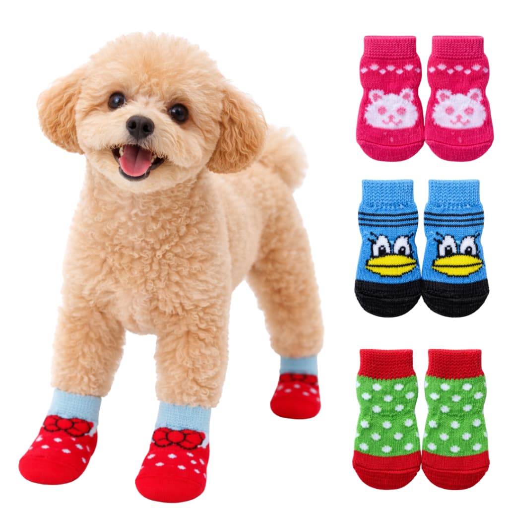 Kit 4 Meias Antiderrapante Pet para Cachorro e Gato Proteção de Patas Algodão