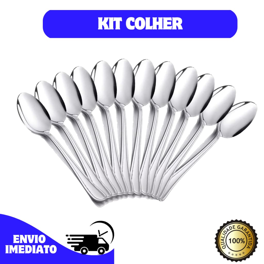 Kit talher Colher de sopa mesa inox buffet restaurante cozinha opçoes com 6, 12, 18 e 24 unidades