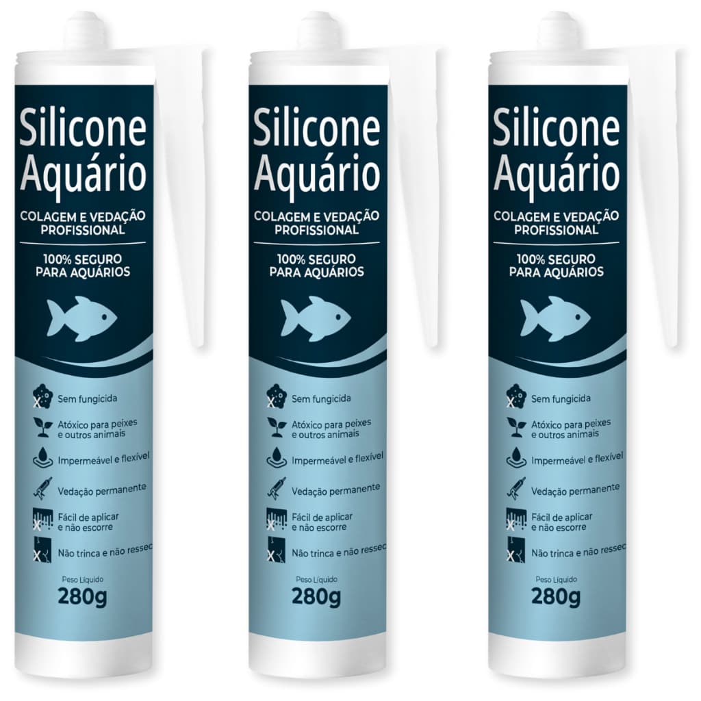 Cola Silicone Para Aquário Vidro Neutro Incolor Resistente Água Doce e Salgada