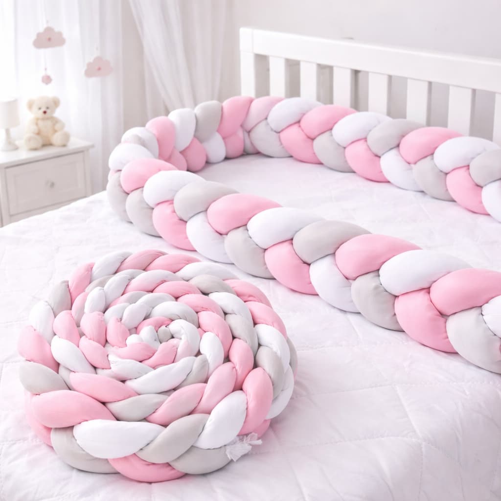 Protetor Berco Tranca Bebe 4 Metros Algodao Fibra Siliconada Enxoval Quarto Infantil