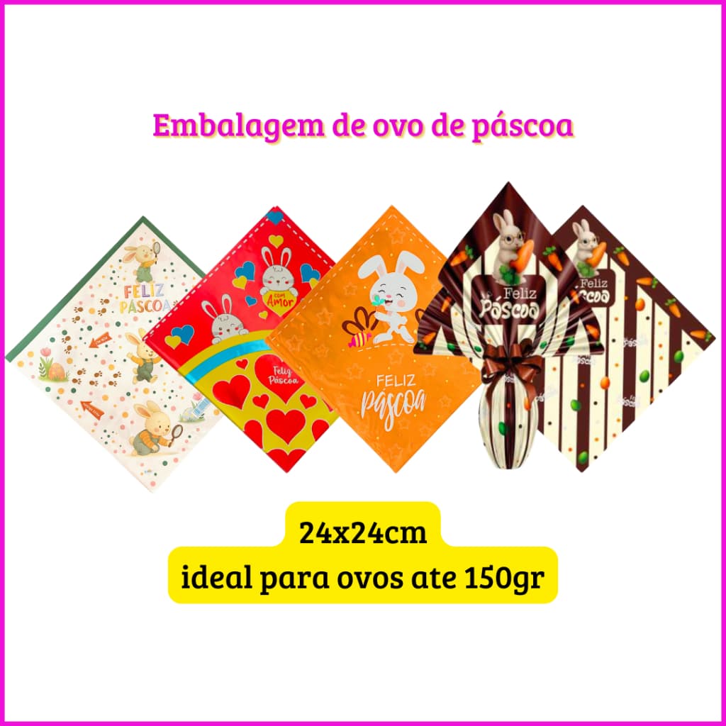 sacos para ovos de Páscoa 24x24cm para ovos até 150g