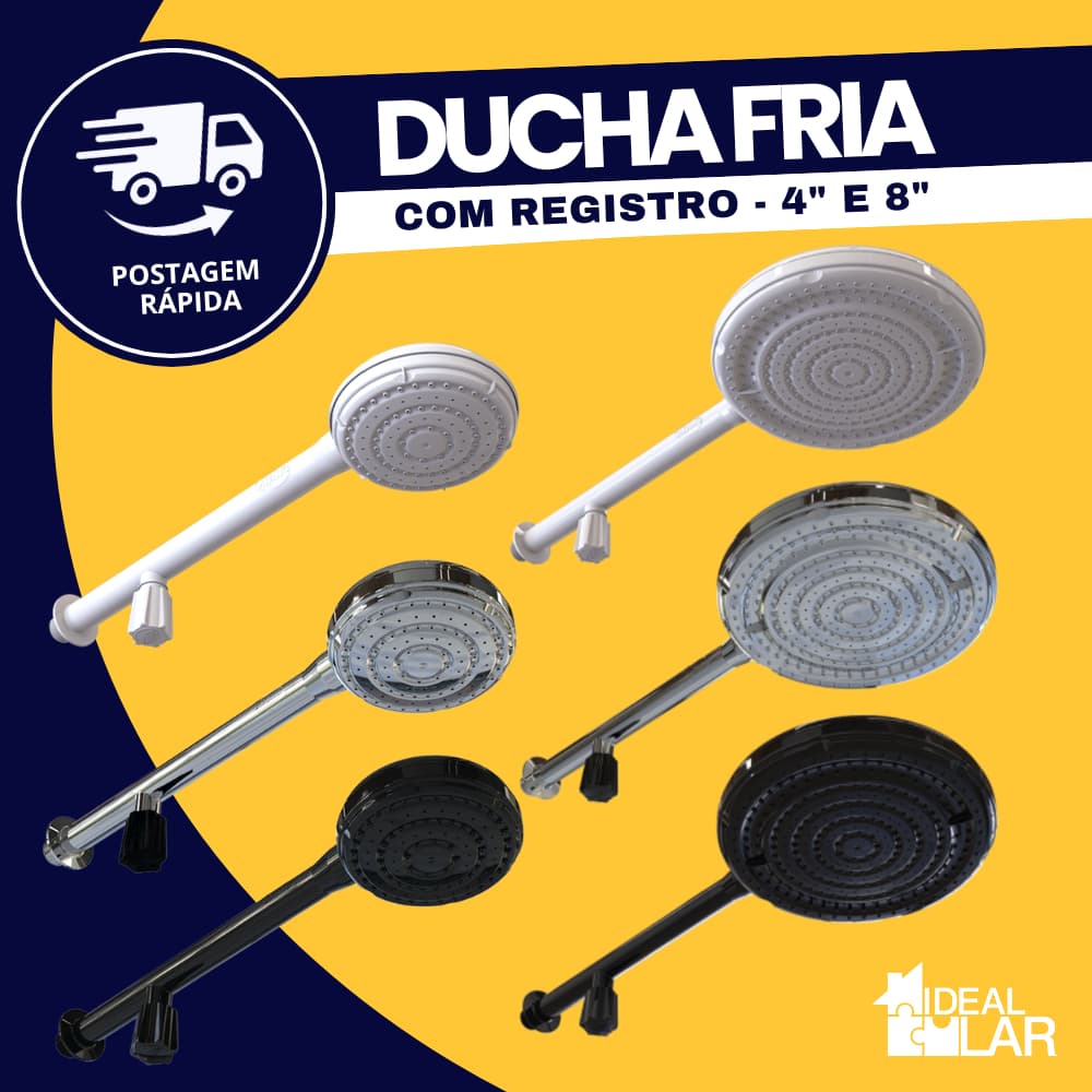 Chuveiro De Água Fria Piscina Tamanho 4" ou 8'' Com Registro Durín