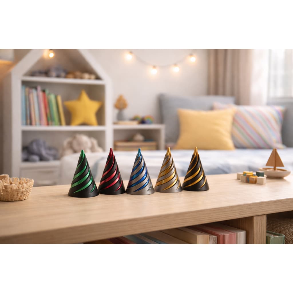 Brinquedo Sensorial Cone Infinito Anti Stress – Fidget Toy de Bolso com Giro Suave e Relaxante