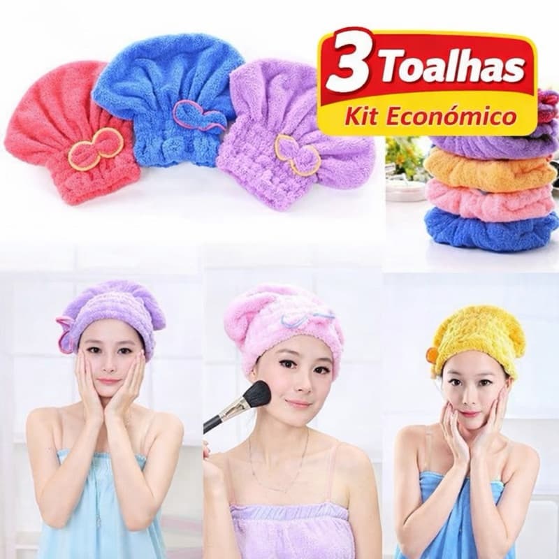 Touca de Banho Microfibra Super Absorvente Secagem Rápida para Cabelo Femi