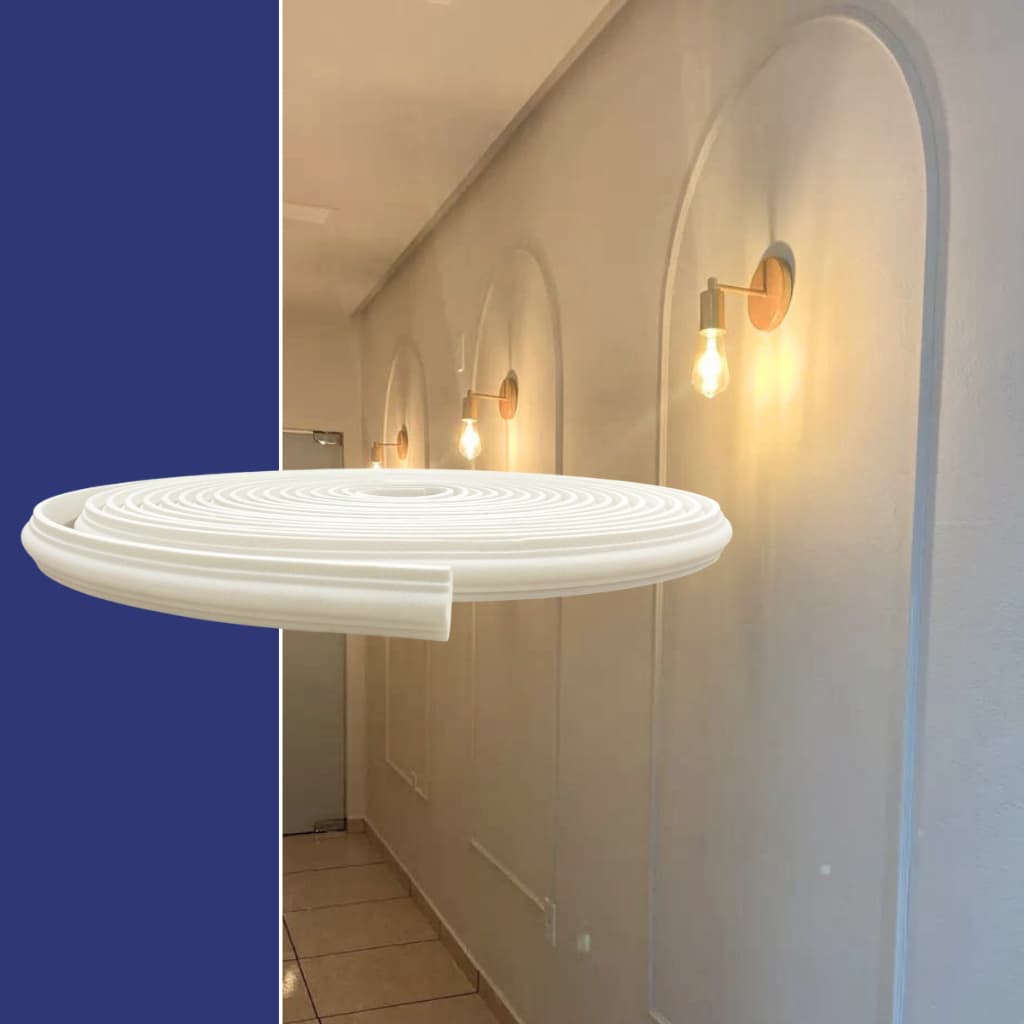 Boiserie Moldura Roda Meio Eva Autoadesivo Flexível Sirius 2,4cm x 1cm