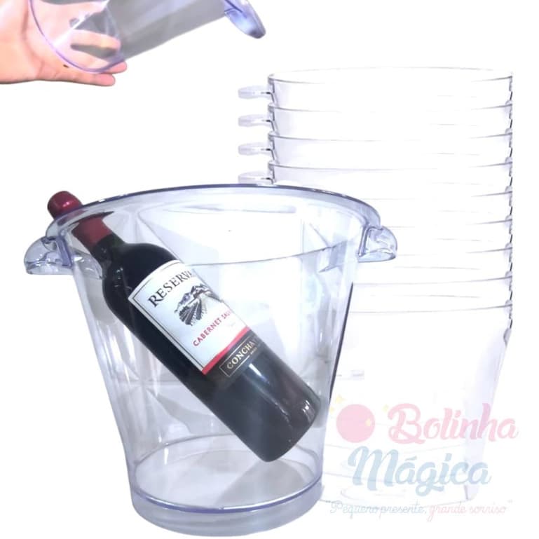1 Balde de Gelo Acrilico Cristal Transparente 4,5L Balde P/ Bebidas Bar Kit Festa Casamento Eventos