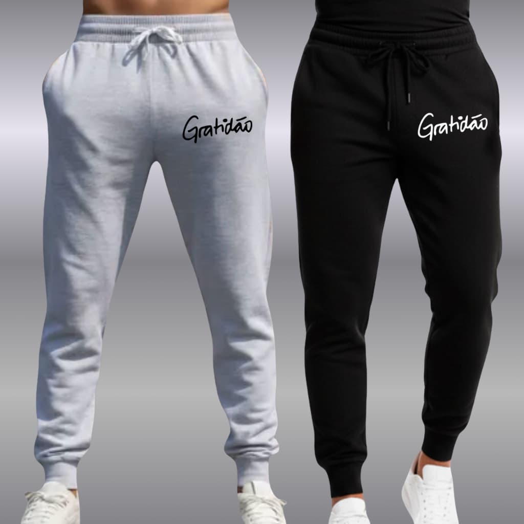 Kit 2 Calças Moletom Estilo Jogger Gospel Unissex Punho Ajustável e Bolsos Laterais Promoção !!!