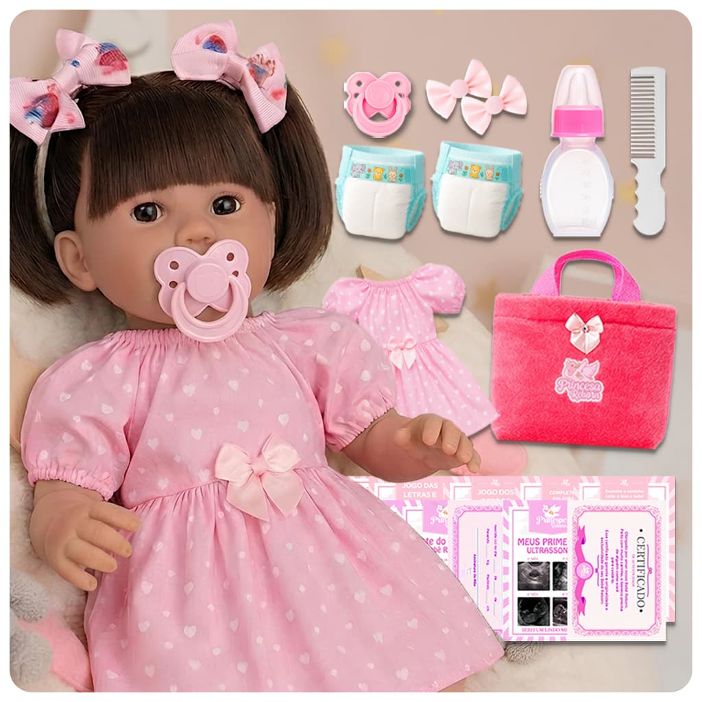 Boneca Bebê Reborn Silicone Muito Linda + Itens Bolsa