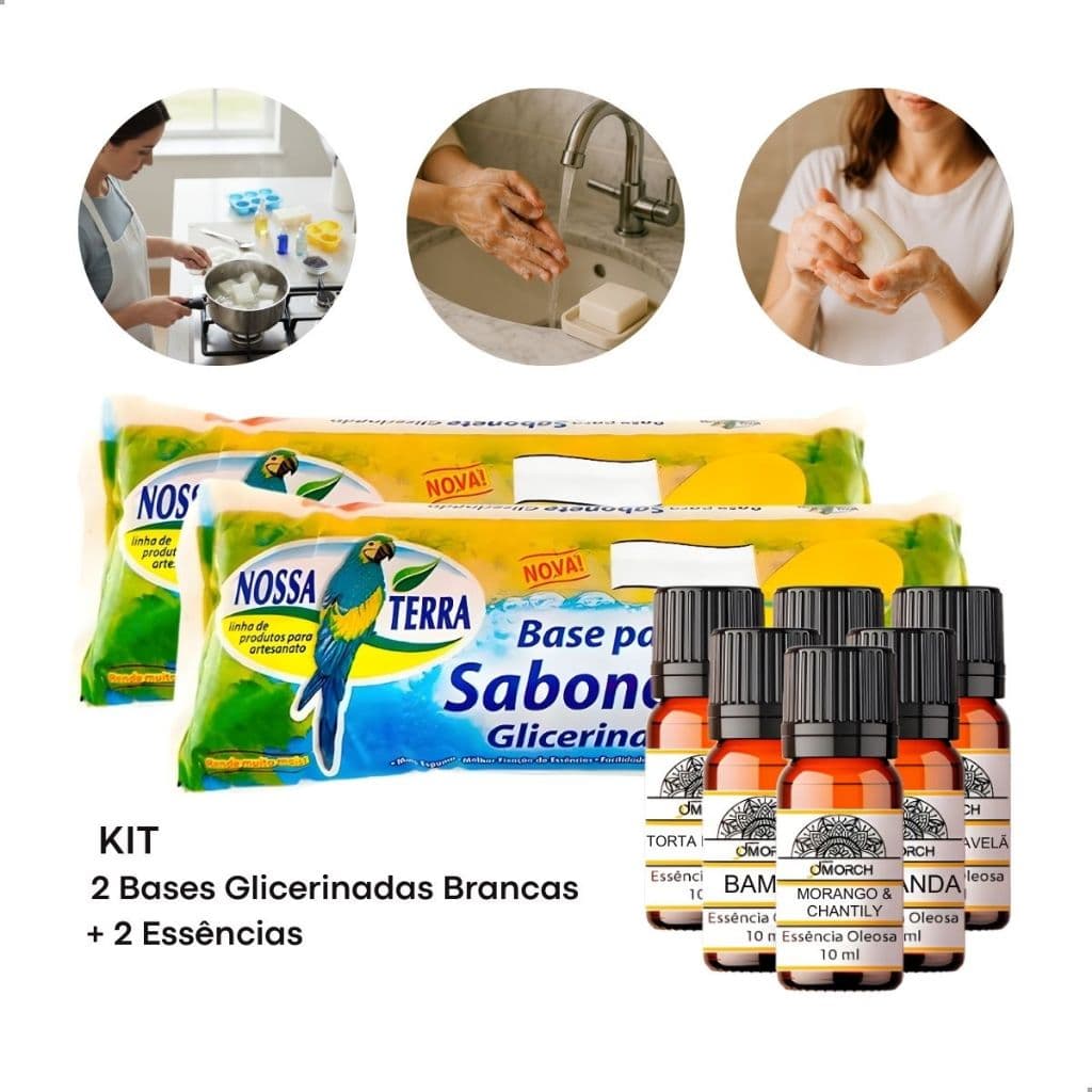 Base Glicerinada 2Kg Para Sabonetes Artesanais E 20ml de Essência Premium