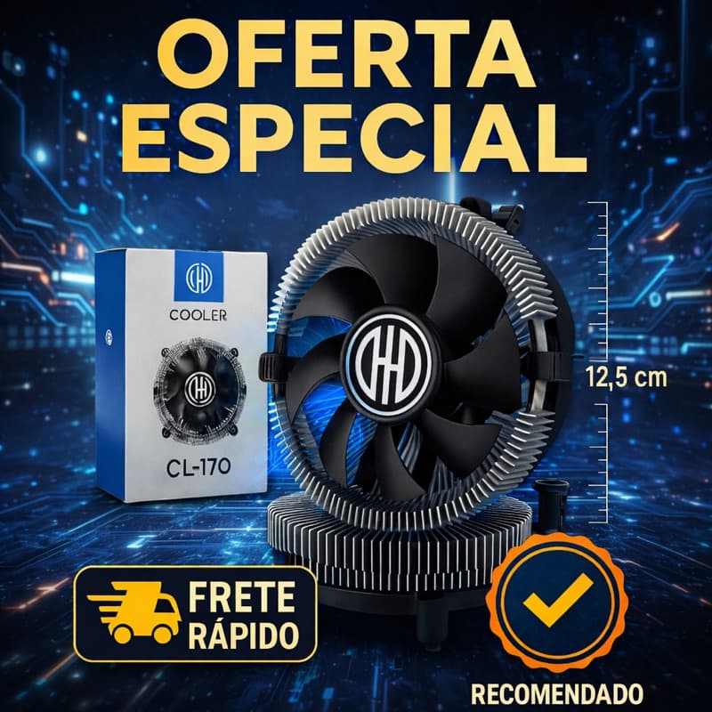 Cooler para Processador 125mm 65W – Ultra Silencioso com Rolamento Hidráulico 12V – Alta Performance