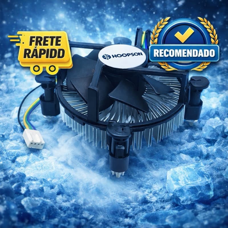 Cooler CPU Universal Hoopson – Cooler Processador Intel LGA 775 1155 1156 com Dissipador Silencioso